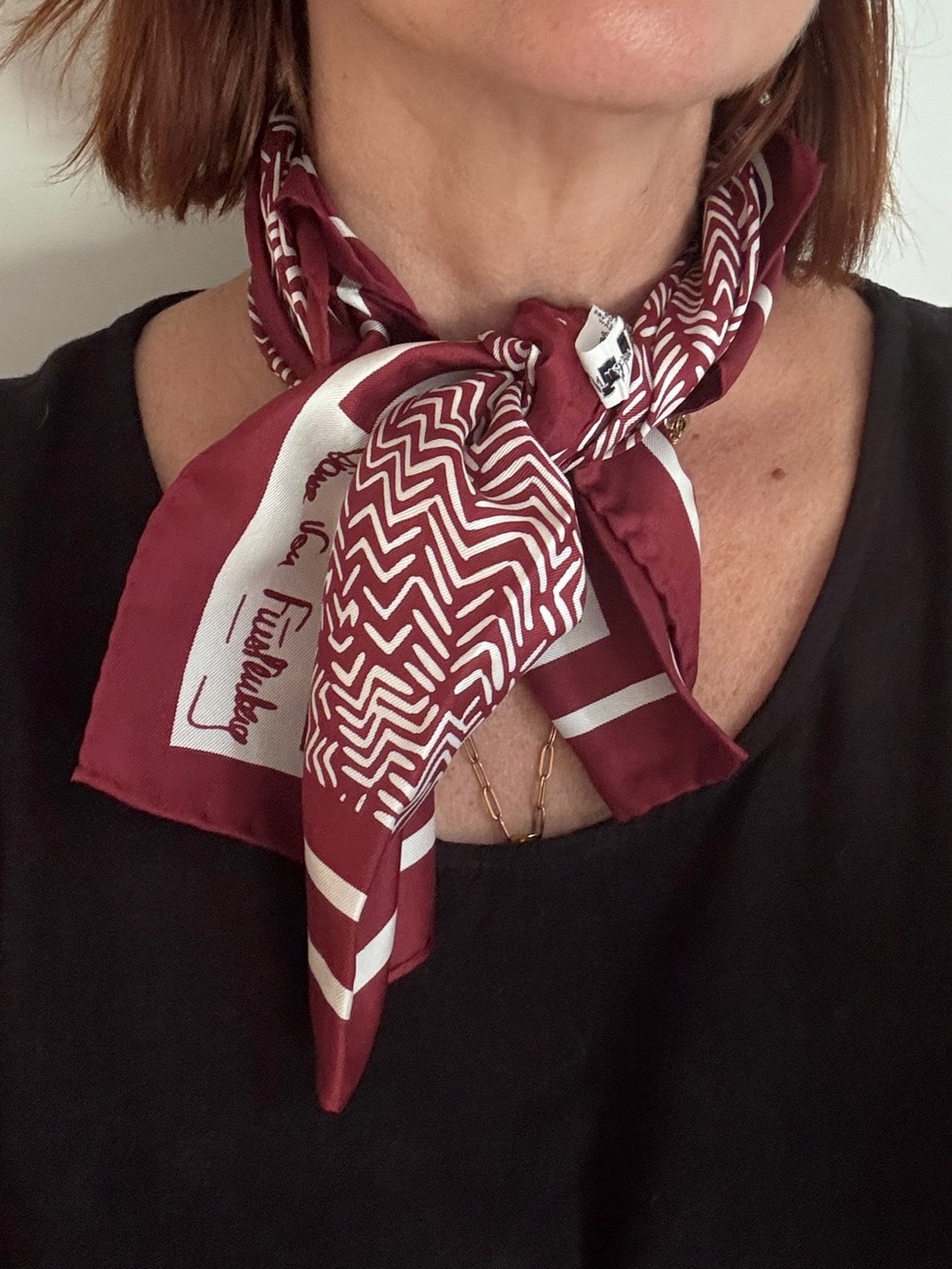 Diane Von Furstenberg Burgundy Print Silk Square Scarf Vintage 80s